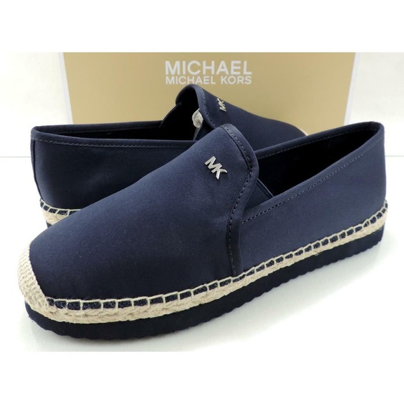 Michael Kors Hastings Slip On Espadrille Flat Admiral Navy Canvas - Picture 4 of 8